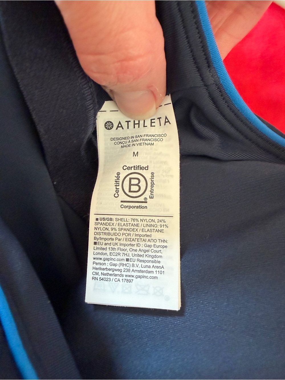 Athleta Navy Blue Shelf Bra Cami Tank Top Adjustable Straps Size M - Picture 3 of 6